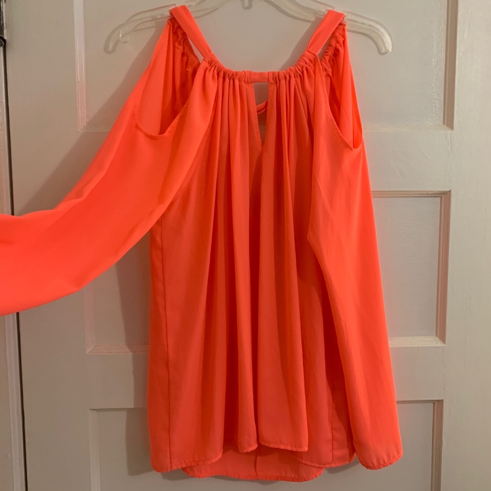 NWOT hot pink top! Peek-a-boo shoulders.